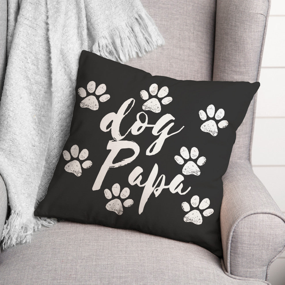 Dog Papa Paws 18x18 Spun Poly Pillow