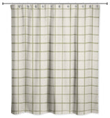 Cream and Green Check 71x74 Shower Curtain