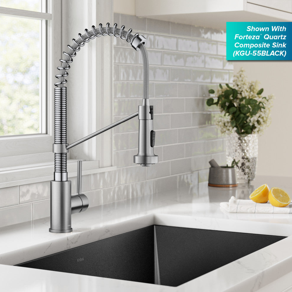 Bolden Commercial Style 2-Function Pull-Down 1-Handle 1-Hole Kitchen Faucet, Spot-Free Stainless Steel/ Chrome
