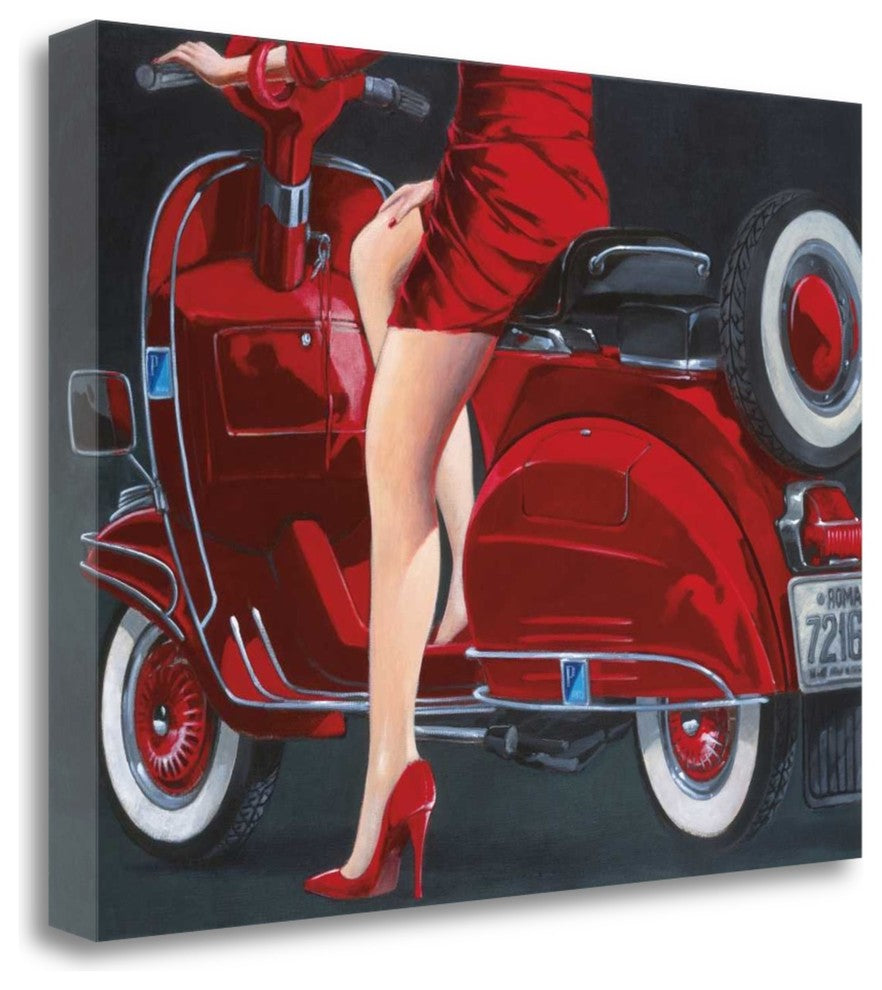 "Woman In Red" By Miguel Garigliano, Giclee Print on Gallery Wrap Canvas