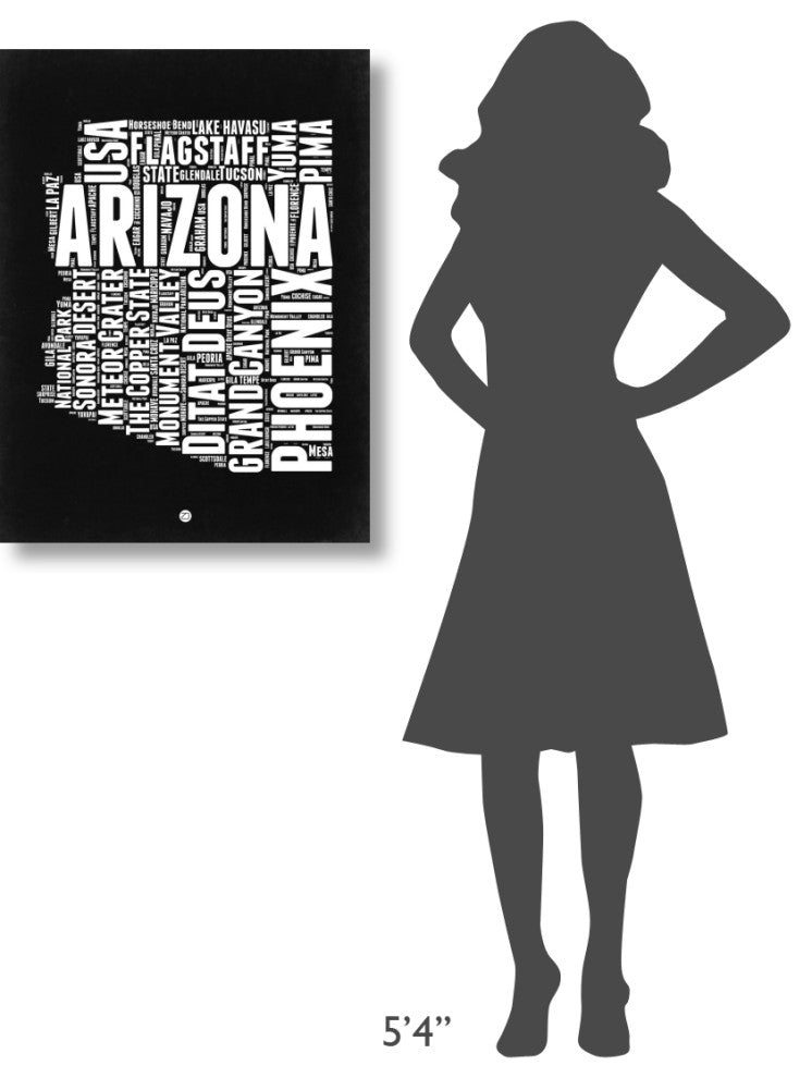"Arizona Black and White Map" Fine Art Print