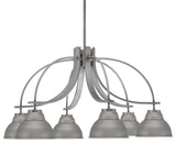 Cavella 6 Light, Downlight Chandelier, Graphite Finish, 7" Graphite Metal Shades