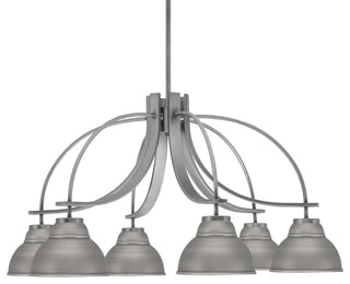 Cavella 6 Light, Downlight Chandelier, Graphite Finish, 7" Graphite Metal Shades