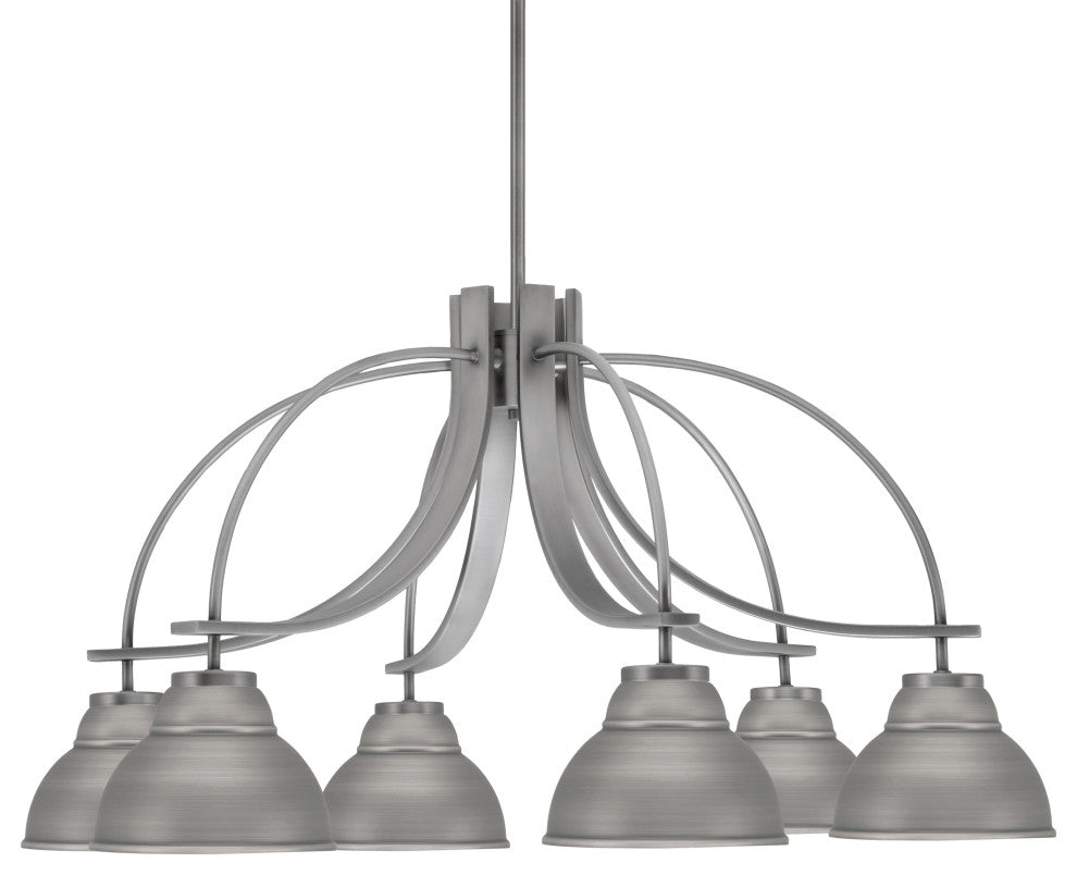 Cavella 6 Light, Downlight Chandelier, Graphite Finish, 7" Graphite Metal Shades