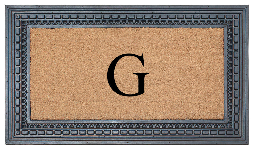 Rubber And Coir, Black/Beige  24"x39" Heavy Duty Outdoor Monogrammed Doormat, G