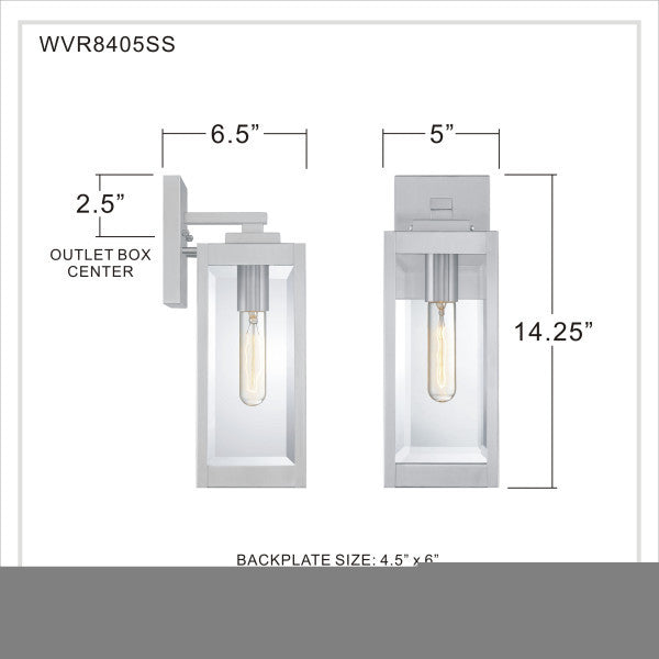 Westover 1-Light Outdoor Lantern, Stainless Steel