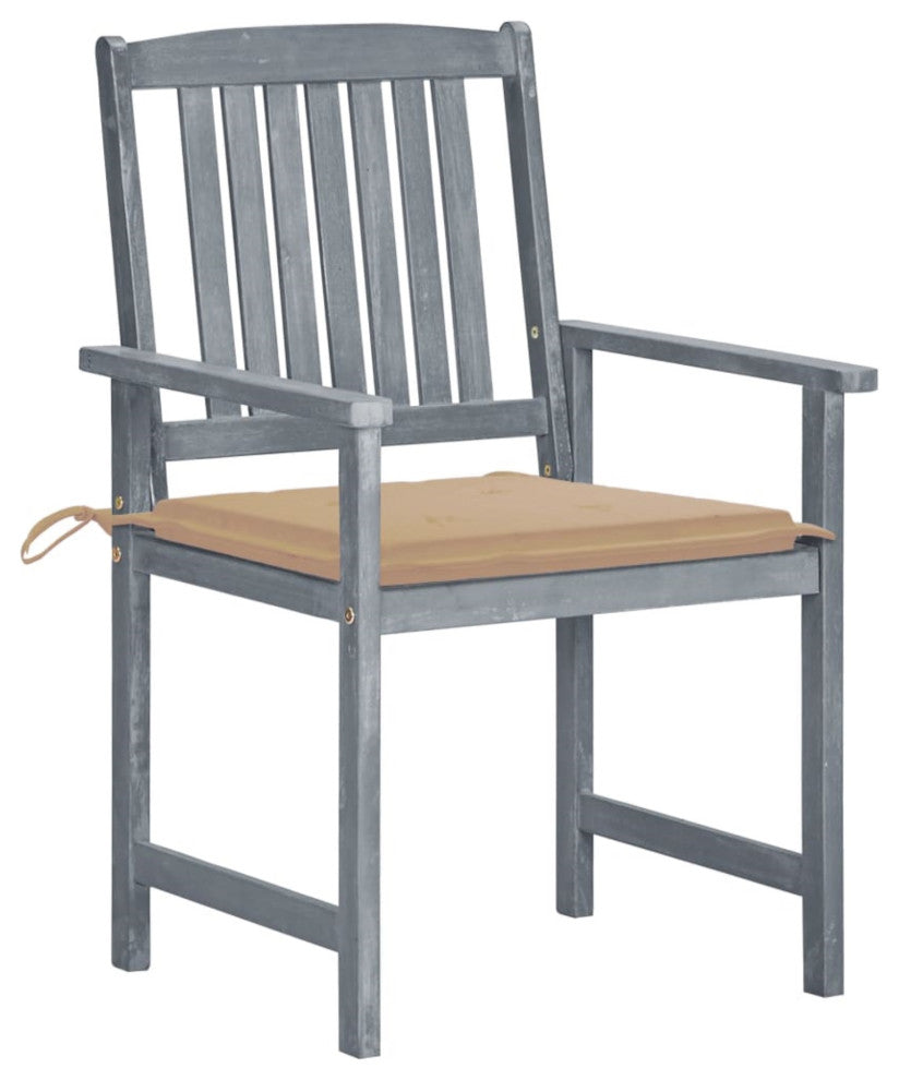 Vidaxl Garden Chairs With Cushions, Set of 8, Solid Acacia Wood Gray