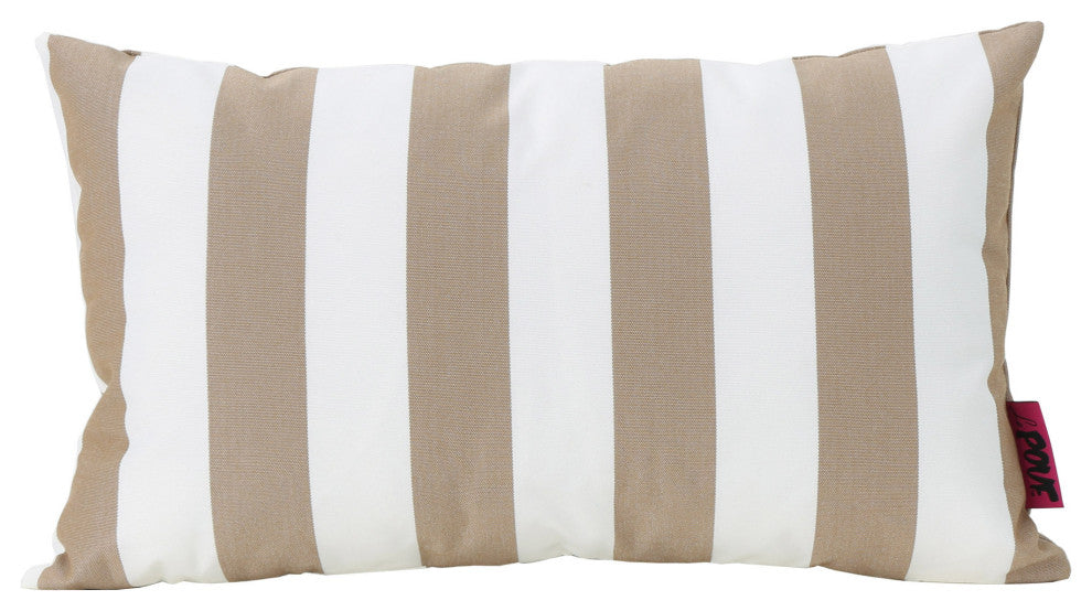 GDF Studio Coronado Outdoor Stripe Water Resistant Rectangular Pillow, Brown, Set of 2