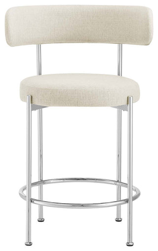 Albie Fabric Counter Stools - Set of 2 - Beige Silver