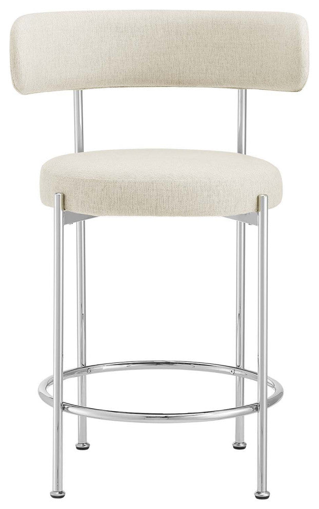 Albie Fabric Counter Stools - Set of 2 - Beige Silver