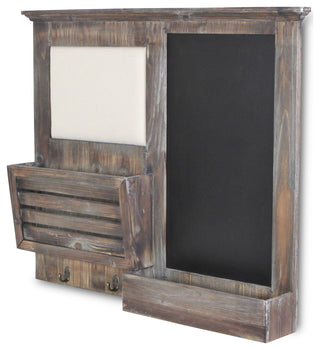 Wooden Wall Shelf With Pinboard And Chalkboard