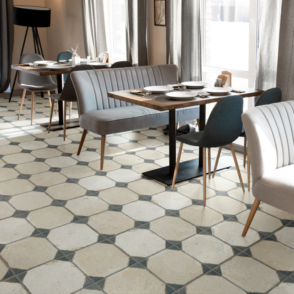 Kings Yard Blue Ceramic Floor and Wall Tile, Blue