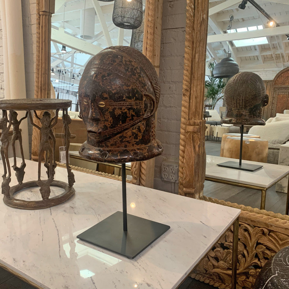 Consigned Tanzania Helmet Mask on Stand