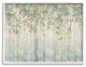 Abstract Forest Leaves Trees Blue Tan Soft Painting, 14 x 11