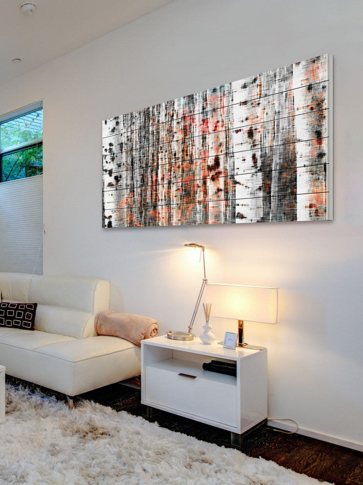 "Tree Ski" Print on White Wood, 60"x30"