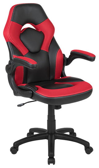 Gaming Desk & Red Racing Chair Set w/Cup Holder, Headphone Hook & 2 Wire Holes