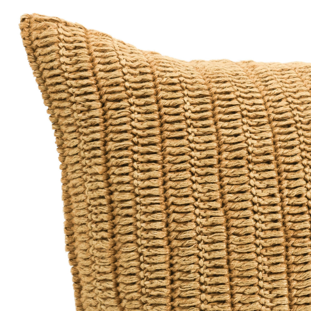 Nakeya Knitted Throw Pillow by Kosas Home, Honey, 14x26