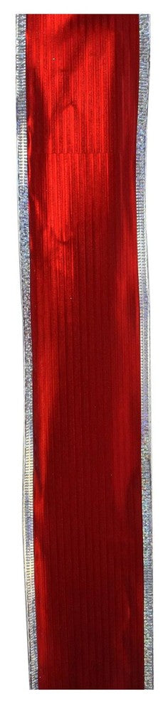 Red & Silver Wired Christmas Craft Ribbon