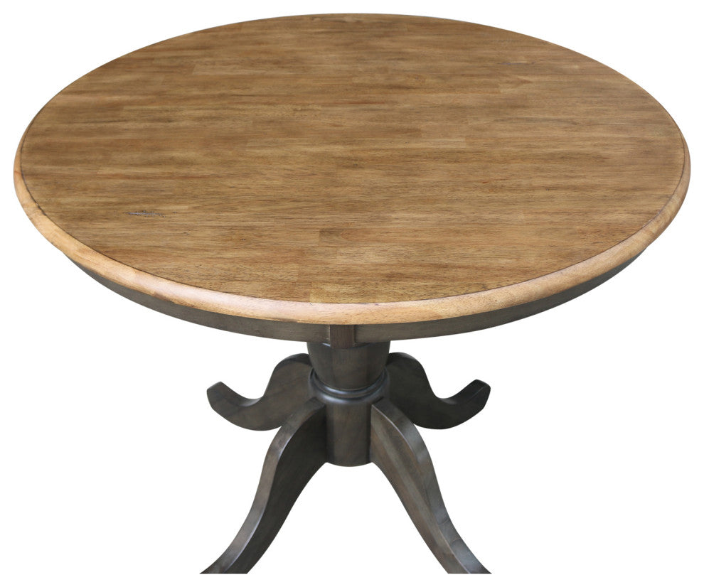 Round Top Pedestal Table, Hickory/Washed Coal, 36 Inch Round