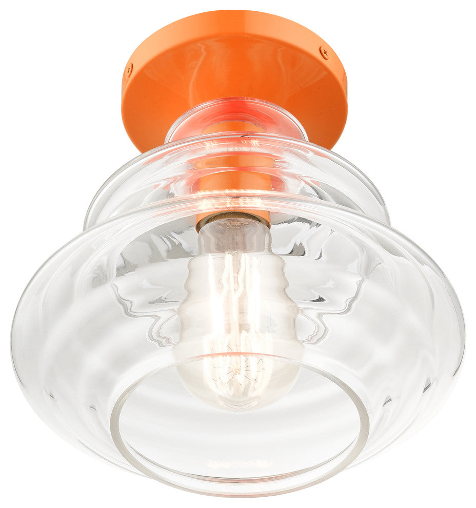 1 Light Shiny Orange Semi-Flush