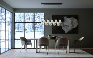 Mobius 10-Light Rectangular Pendant, Black, Spun Frost Shade, Standard Height