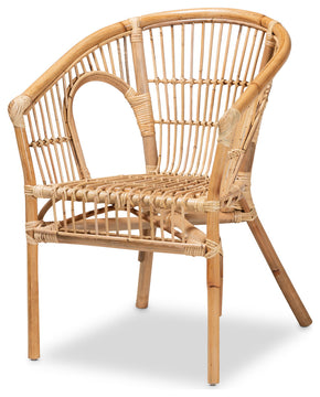 Vedette Modern Rattan 3-Piece Living Room Set, Natural Brown