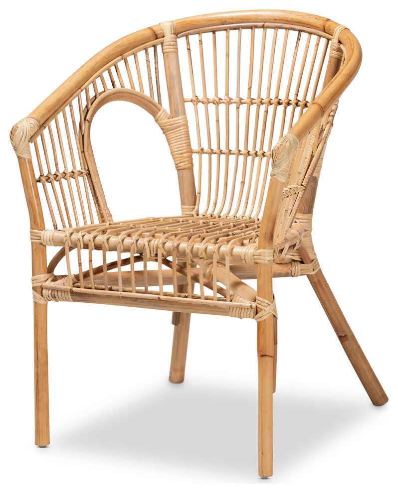 Vedette Modern Rattan 3-Piece Living Room Set, Natural Brown