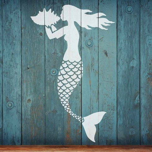 Mermaid Nautical Stencil Reusable Stencils For DIY Wall Design, Small