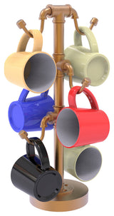 Pipeline Countertop 6 Coffee Mug Holder, Brushed Bronze