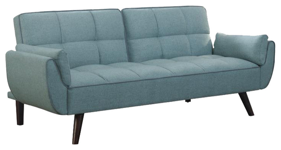 Sofa Bed with Biscuit Tufted, Turquoise Blue and Walnut