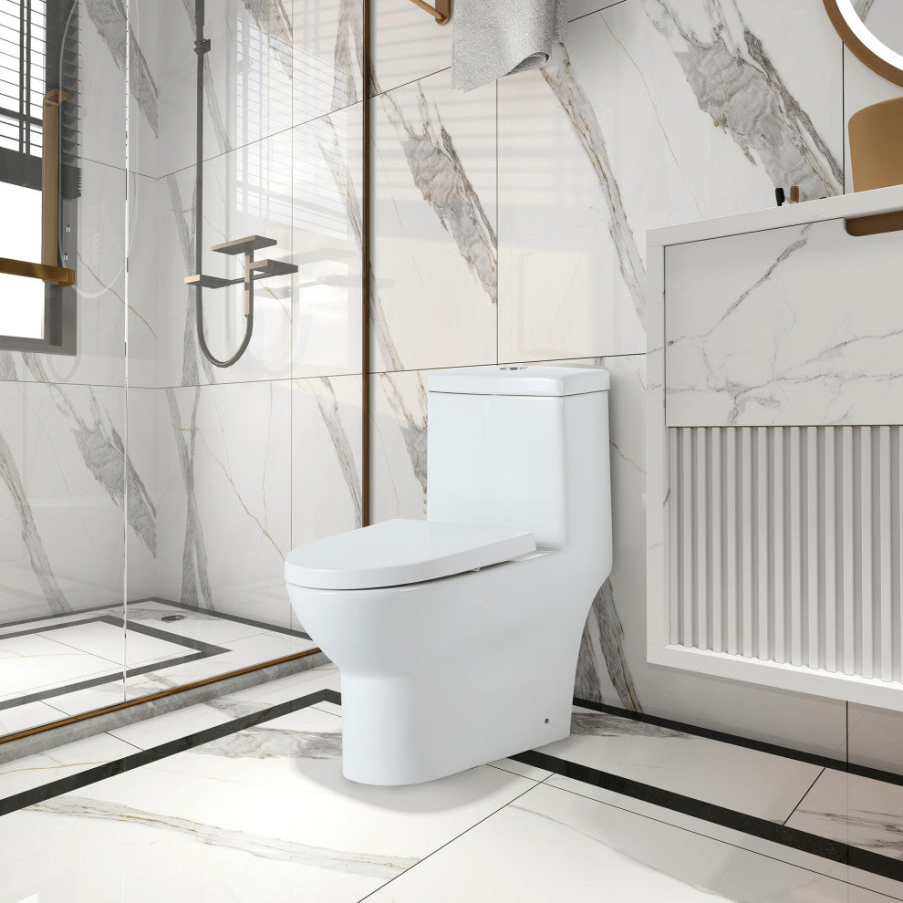 28 Inch Ceramic One Piece Toilet With Soft Close Seat