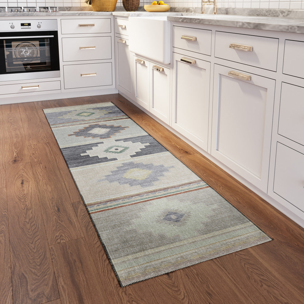 Indoor/Outdoor Phoenix PH1 Ivory Machine Washable 2'3" x 7'6" Runner Rug