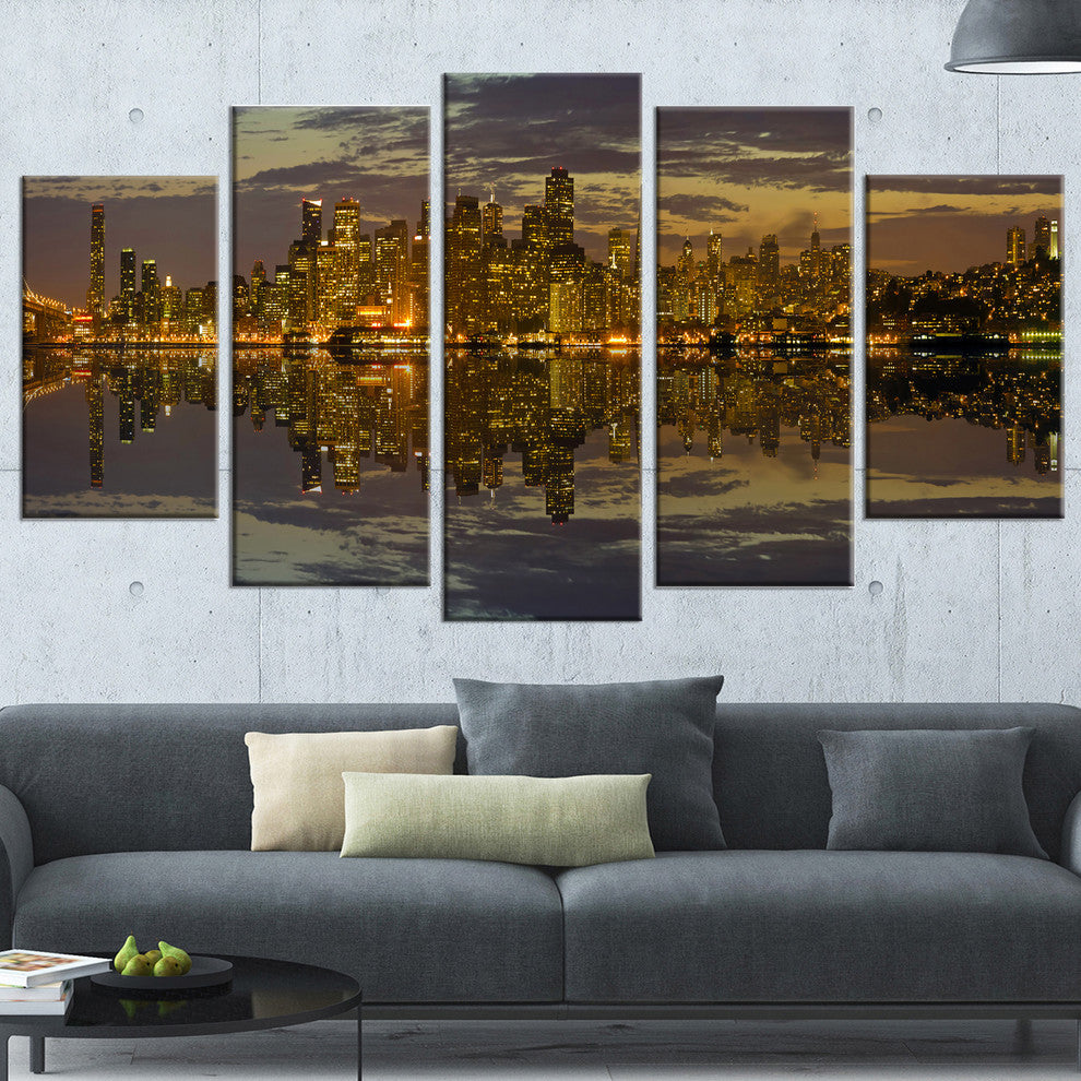 "San Francisco at Sunset" Panorama Cityscape Canvas print, 5-Panels, 60"x32"