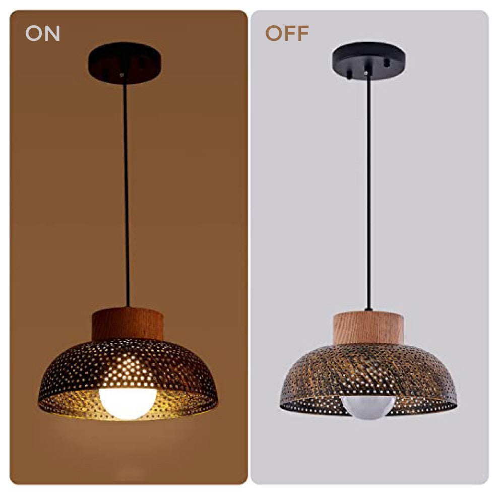 1Light Accent lights for indoor use Brown wood pendant light Country Rustic