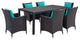 Espresso Turquoise Convene 7-Piece Outdoor Patio Dining Set
