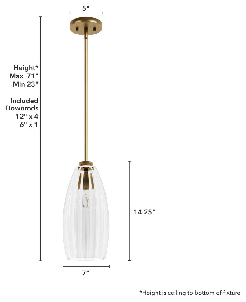 Rossmoor Luxe Gold With Clear Glass 1 Light Pendant