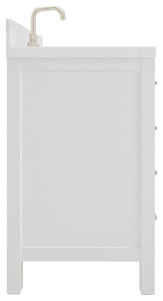 Ariel Cambridge 60" Double Rectangle Sinks Vanity, Carrara Quartz