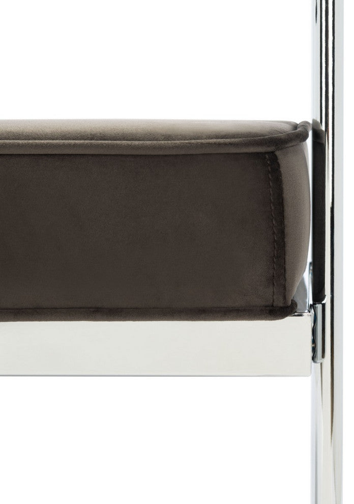 Safavieh Pim Long Rectangle Bench WithArms, Shale/Chrome
