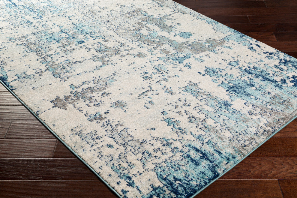 Surya Sunderland SUN-2300 10'x14' Rug, Navy/Aqua/Light Gray/White/Medium Gray