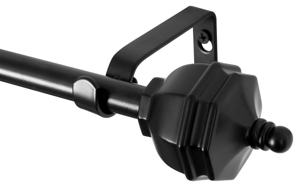 Utopia Alley Curtain Rod With Decorative Urn Finial, 48-86", Black