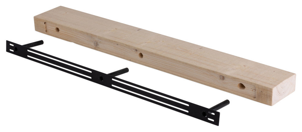 Solid Timber Floating Mantel Shelf, Unfinished, 24"