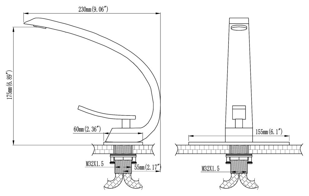 Single Hole Bathroom Sink Faucet With 6-inch Deck Plate, Matte Black