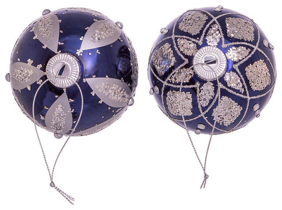 80MM Navy Blue Glass Ball Ornaments, 6-Piece Set