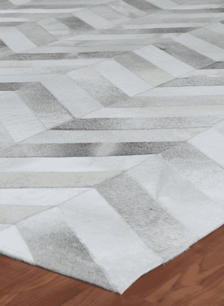 Natural Hide Cowhide White/Silver Area Rug, 8'x11'