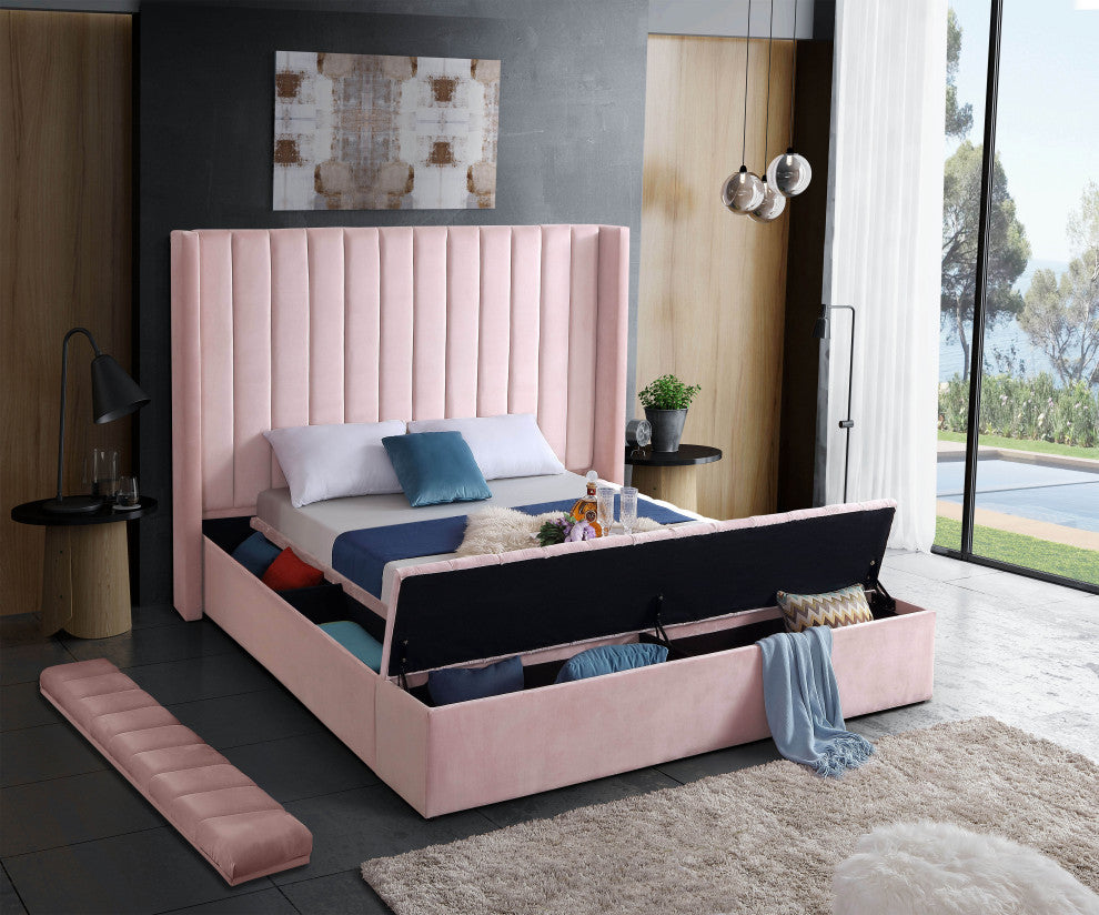 Kiki Velvet Bed, Pink, Full