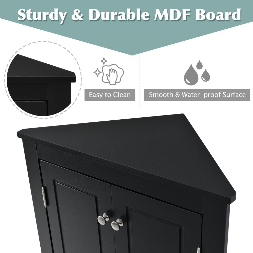 TATEUS Triangle Bathroom Storage Cabinet Freestanding Corner cabinet, Black