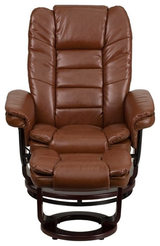 Pemberly Row Leather Recliner in Vintage Brown