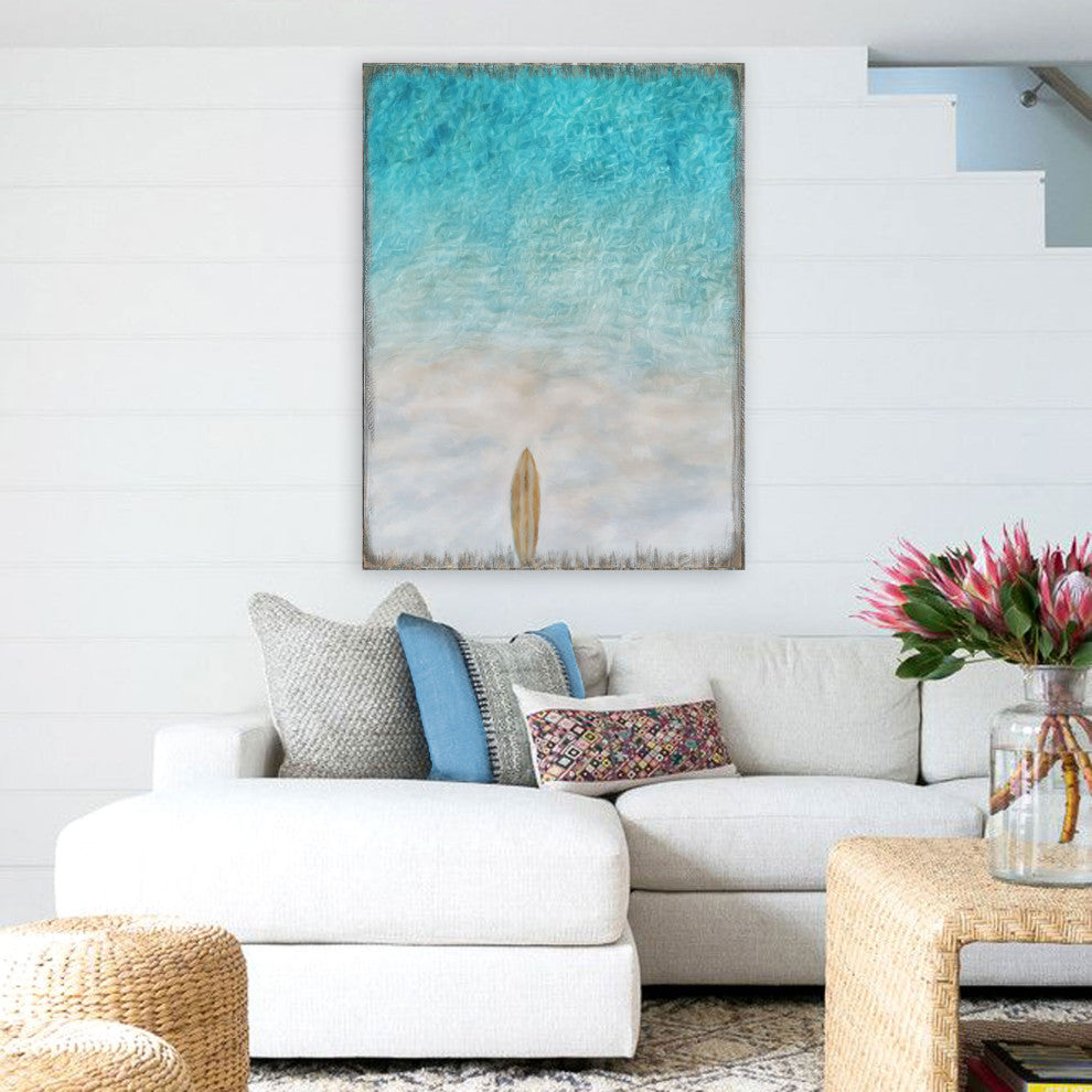 Surfboard Wooden Coastal Wall Art, Oversized 48x36