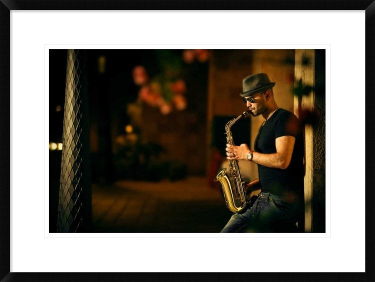 "Mood With Jazz" Framed Digital Print by Kzh, 30x22"