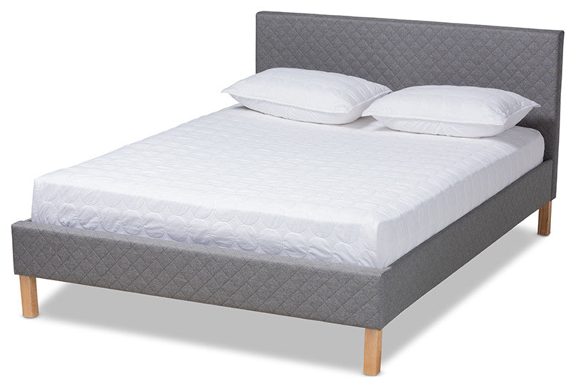 Aneta Modern and Contemporary Gray Fabric Upholstered King Size Platform Bed